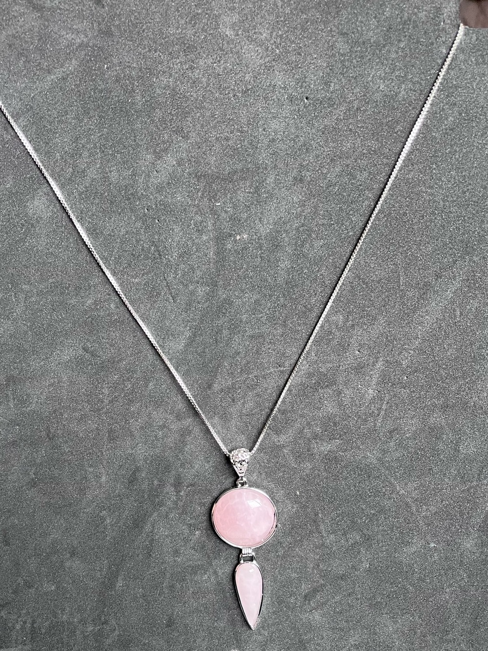 Sterling Silver Pink Gemstone Pendant Necklace